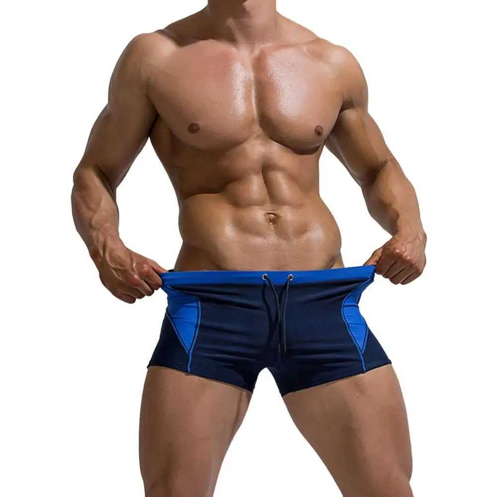 Plus Size Men Trunks Quick Dry Slim Contrast Color Bathing Boxers Surfing Water Sports Swimming Shorts Z260314
