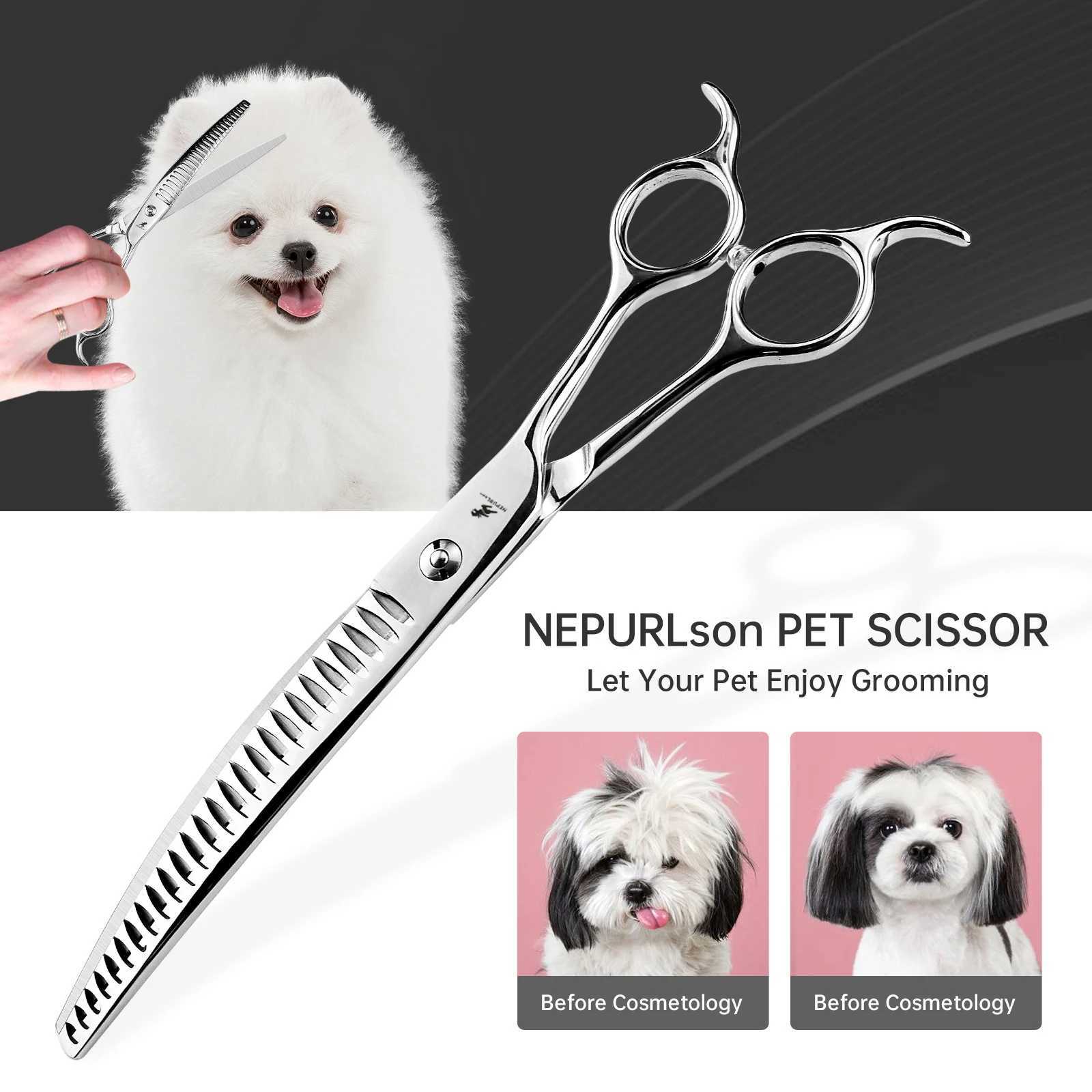 Others Dog Grooming Dog Grooming Scissors Japan Stainless 8 Professional Pet Scissors Curved Chunker Scissors for Groomer Bend Down Thinning Shears H2