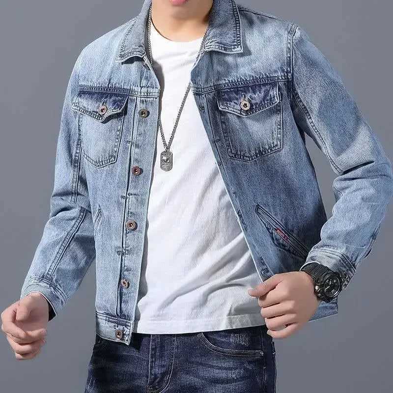 Denim Jackets Man Autumn Jeans Coat for Men Button Loose Designer on Board Washed Korea in Lowest Price G Big Size One Piece L S X250213