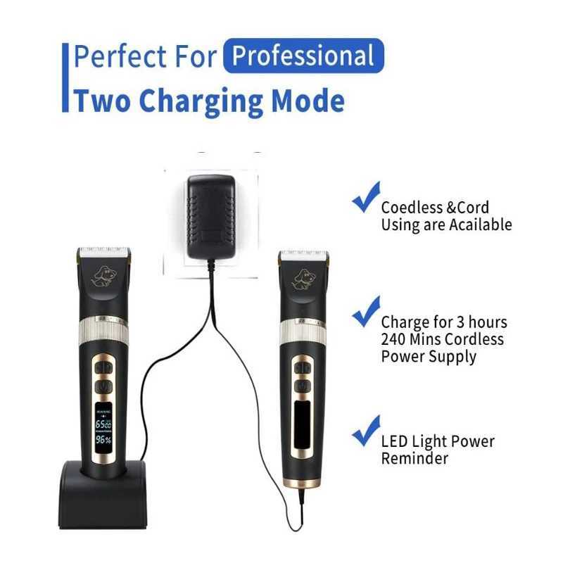 Others Dog Grooming Baorun P9 P3 Dog Clipper Professional LCD Pet Cat Clipper Electric Beauty Trimmer Rechargeable Hair Machine H250212