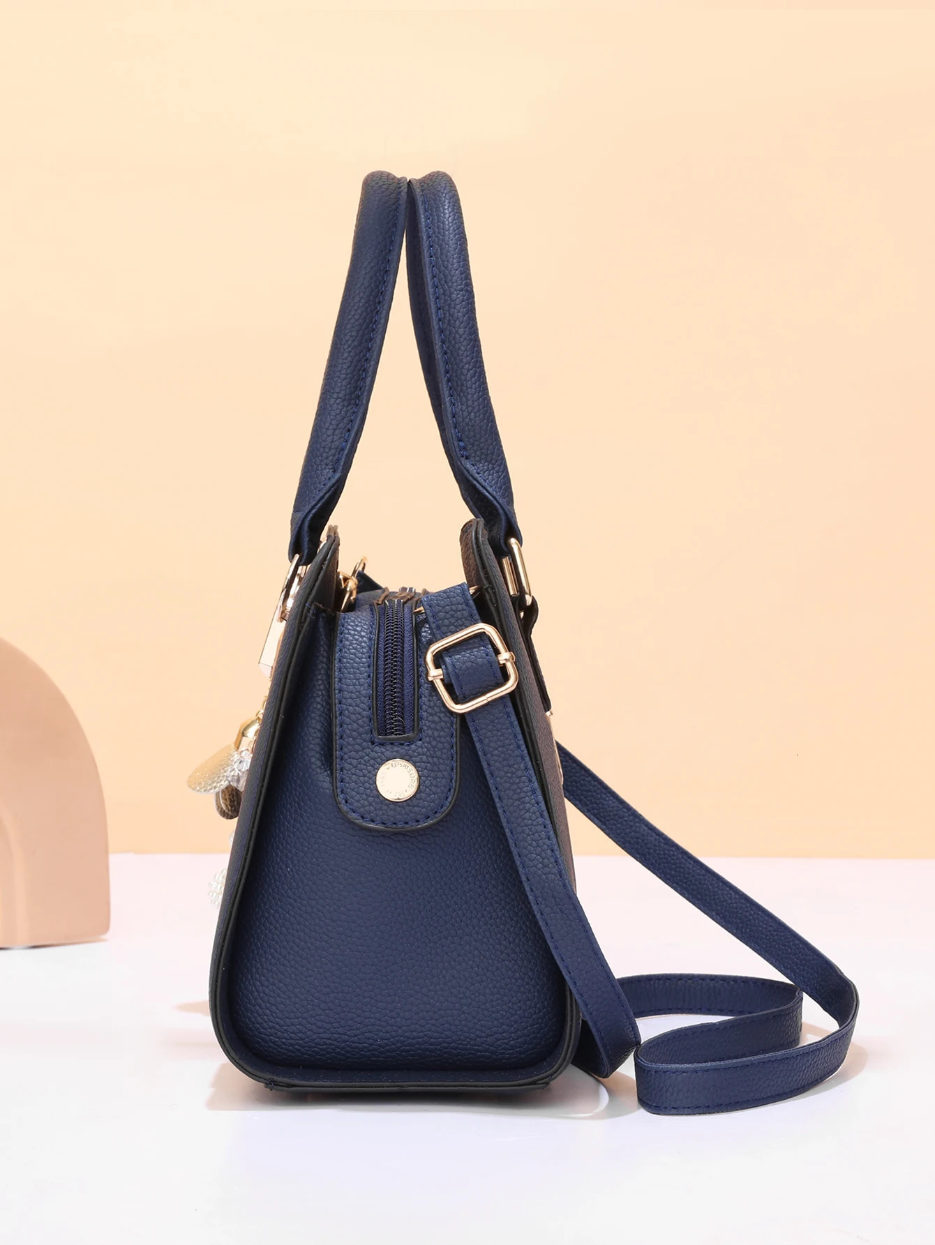 1pc Stylish Large Capacity Tote Handbag - Durable PU Leather Casual Chic Versatile Shoulder Crossbody Bag 250207