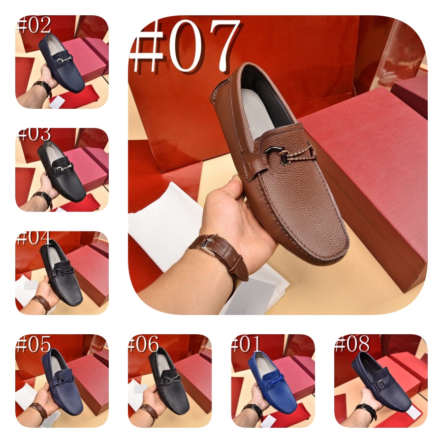 2025 top quality real Leather Men Loafers Luxury Italian Moccasins Mens Dress Shoes Designer Loafers Breathable Slip on Black white Driving Shoes Size 38-46