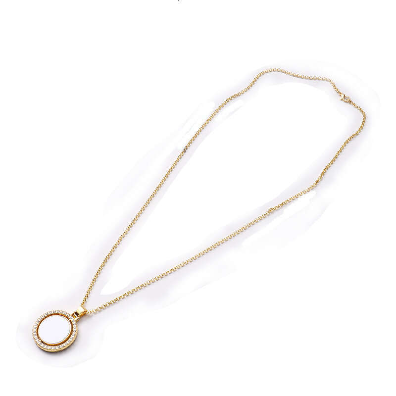 Dia double-sided rotating patch metal jewelry necklace circular pendant blank product can be heat transferred for printing