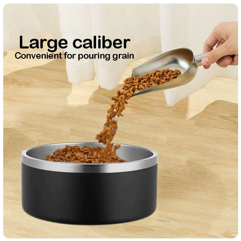 DHpet New 32oz 64oz Dog Bowl Double Wall Non-Slip Stainless Steel Pet Dog Food Feeder Water Bowl for Medium Large Pets