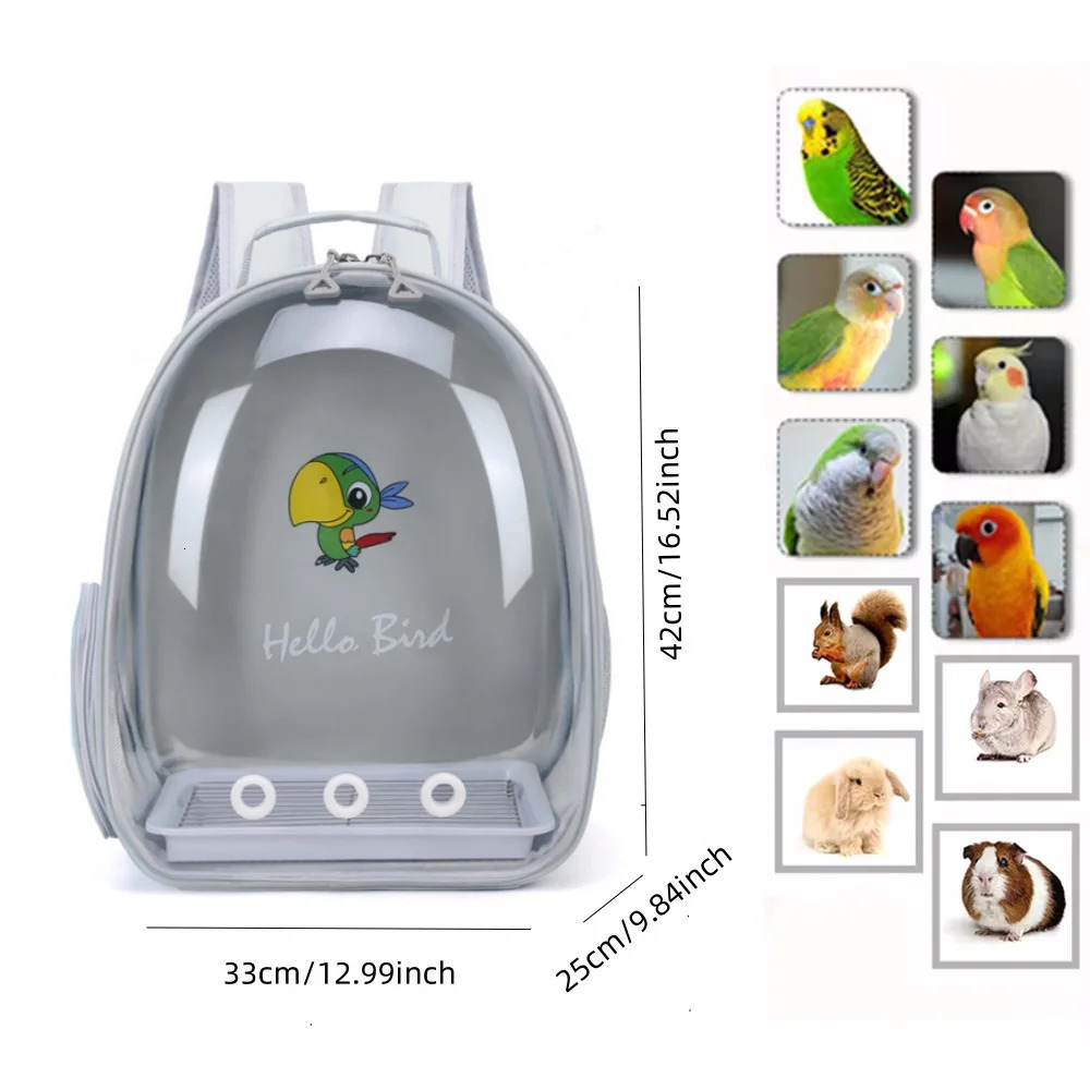 Portable Bird Bird Backpack with Perch Rope and Tray for Parrot Parakeet Macaw Cockatiel Acrylic Pet Cage Birds Bag 250206