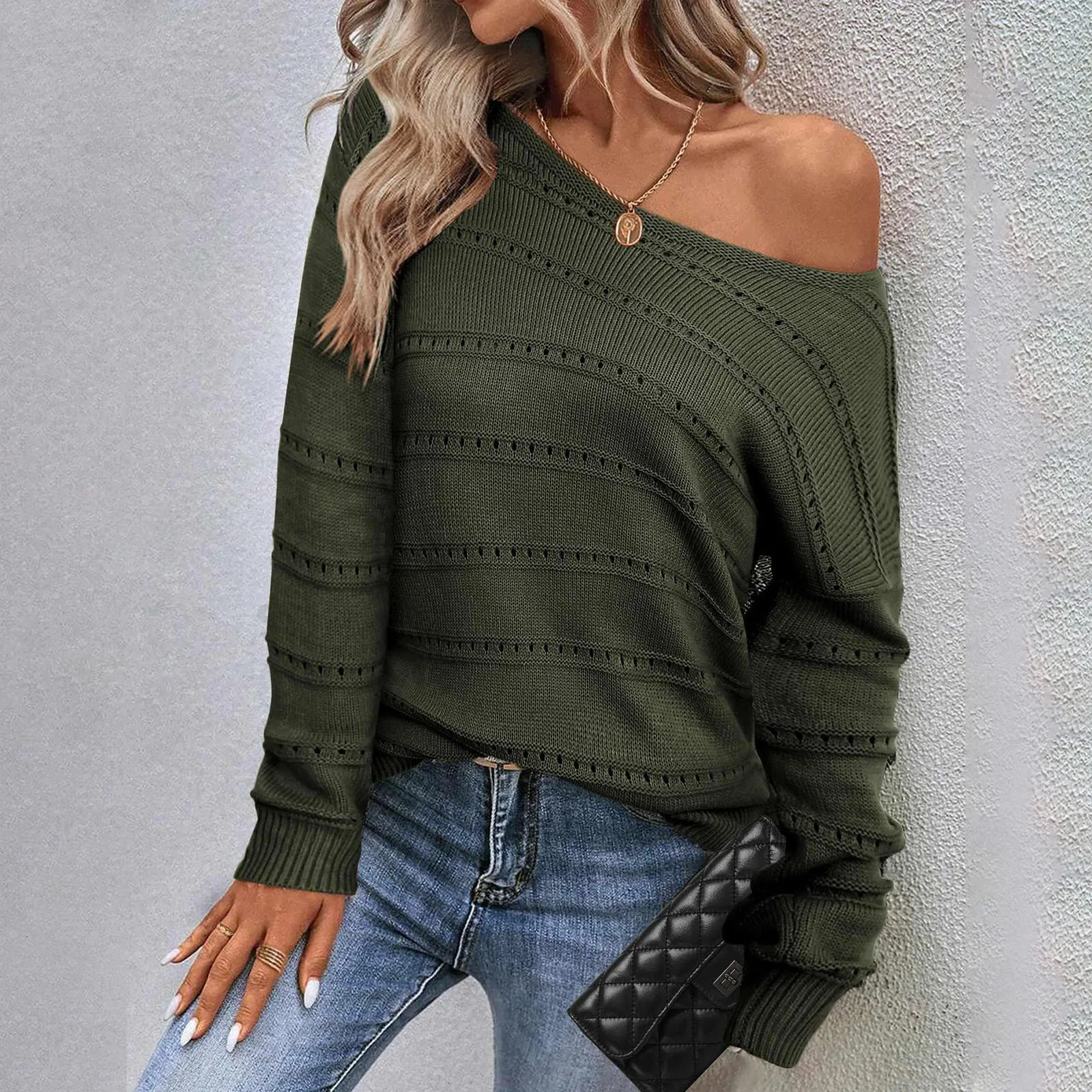 Womens Off The Shoulder Sweaters Sexy Long Sleeve Hollow Out Crochet Dressy Pullover Casual Fashion Outfits For Women Soft Y2k 250210