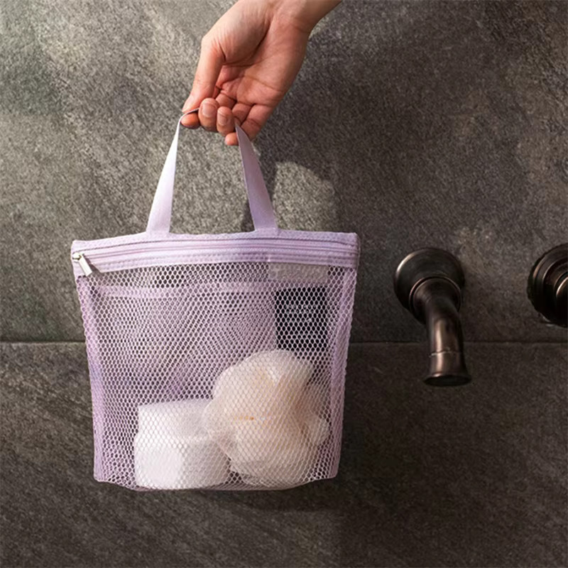 2025 Mesh Makeup Toiletry Storage Bags Handbags Portable Travel Washing Body Shower Tools Hanging Cosmetic Organizer Pouch swissmilitary