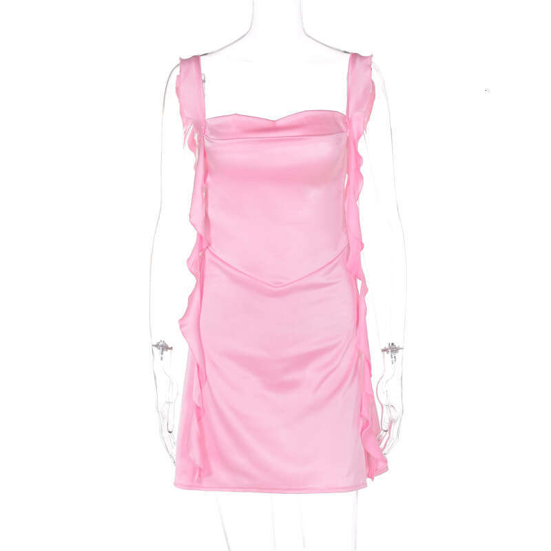 Women's summer product sexy backless ribbon solid color dress wholesale 2025 new casual versatile fashion clothing