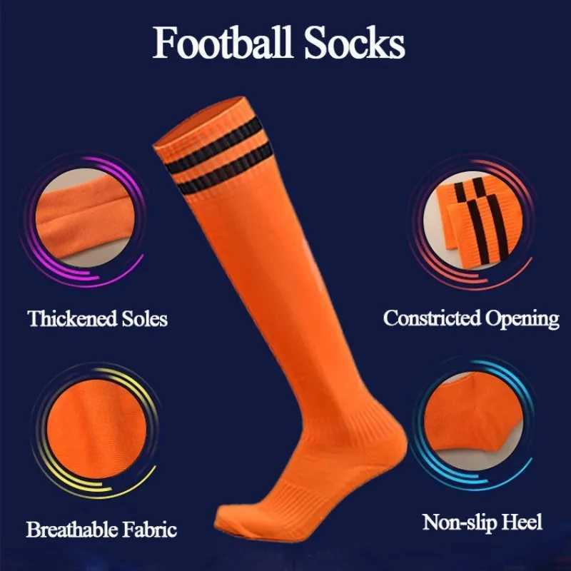 Football Socks Long Tube Knee Cotton Adults Children Legging Stockings Non-slip Soccer Baseball Running Cycling Sports Socks GymXJ250213