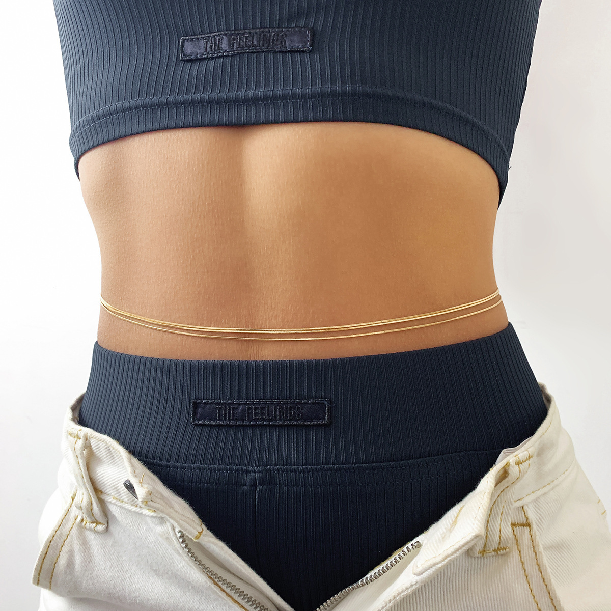 Woman fashion Simple double layer snake bone waist Women's trendy metal thin body chain designer jewelry
