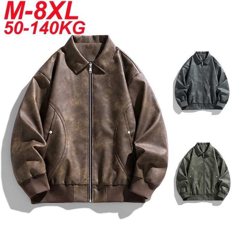 Mens suede jacket Coats windproof baseball large size 6XL 7XL 8XL Plus size black bomber motorcycle camping casual thin soft shell X250213