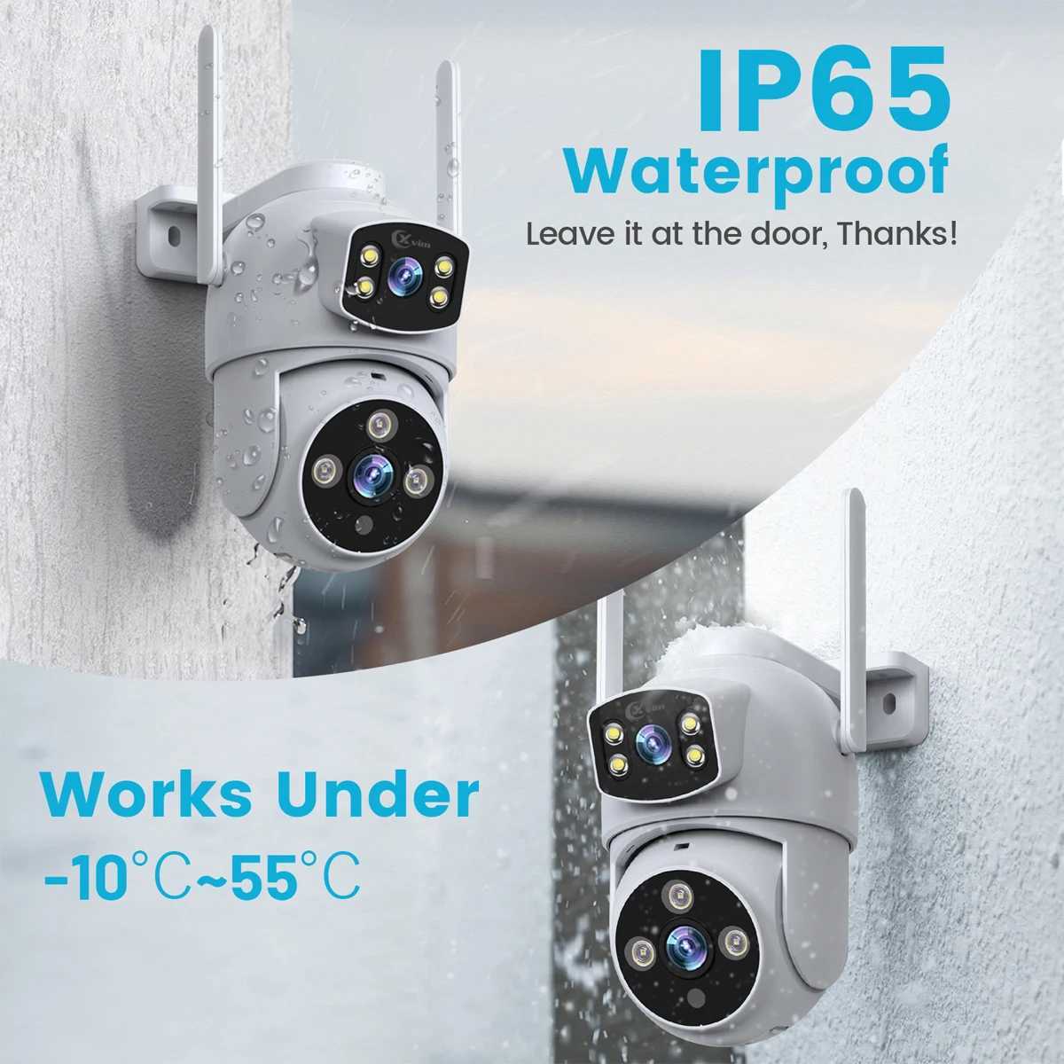 Smart Home Security System XVIM 8MP WIFI Camera Dual Lens Wireless PTZ Camera Motion Detection Full Color Night Vision Outdoor Security Surveillance C