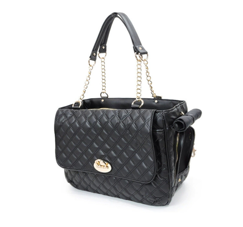Fashion Dog Carrier Handbag for Puppy with 2 Super-Large Pockets, Holds Up to 10lbs PU Leather Pet Carrier, Cat Carrier, Airline Approved Puppy Purse 