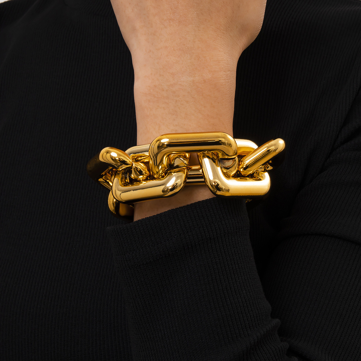 fashion Woman Jewelry minimalist geometric hollow out for female punk square thick chain tassel bracelet