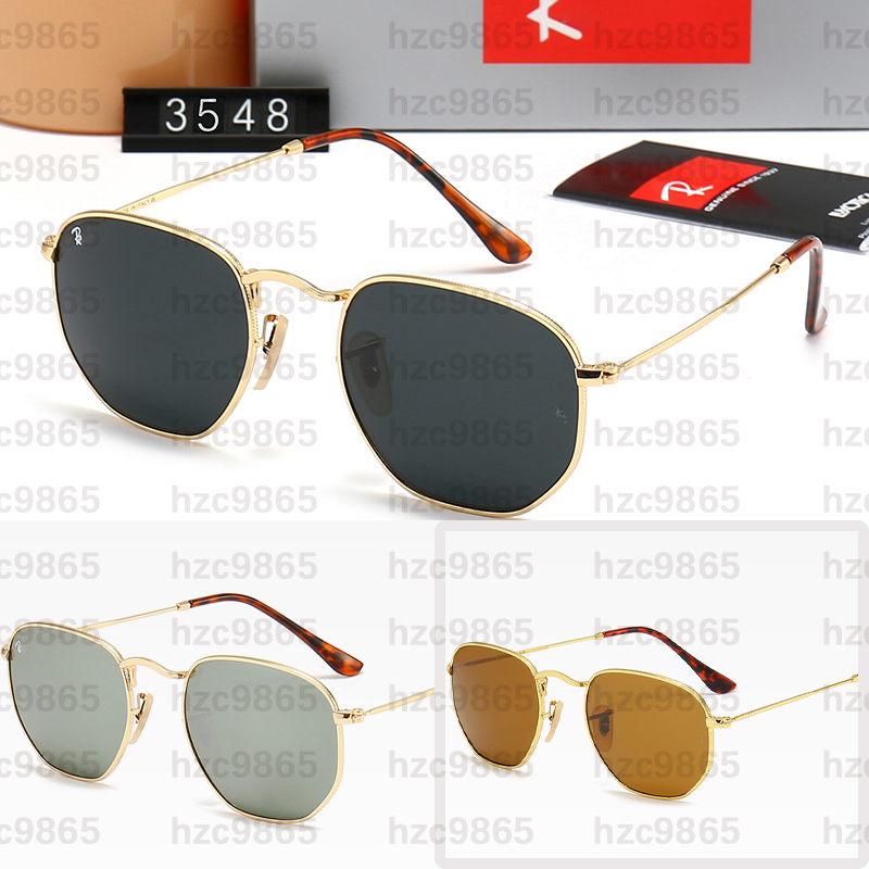 Designer Hexagonal Sunglasses 3548 Brand Eyewear Men Women Fashion Classic Polaroid Metal Frame Glass Lenses sunnies rayrban Glasses accessories
