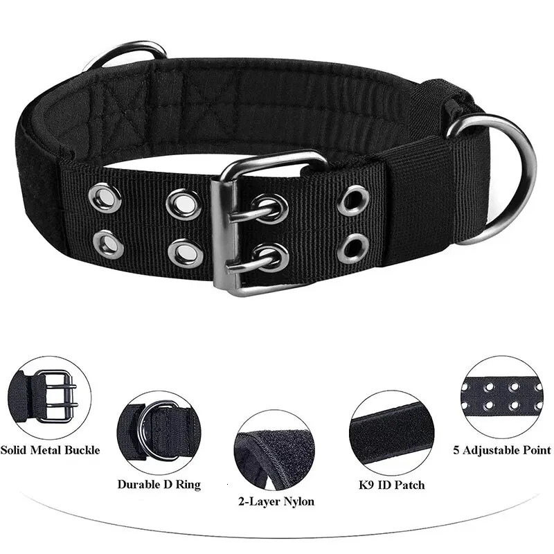 1pc Adjustable And Durable Nylon Tactical Pet Dog Collar Suitable For Medium And Large Dogs. 250213