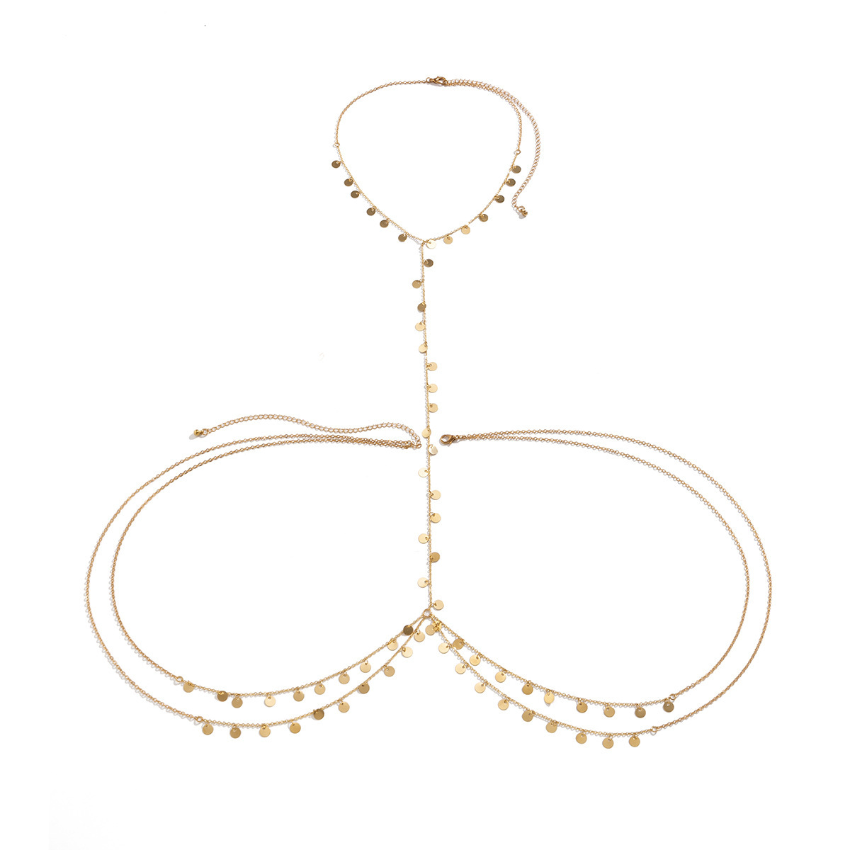 Woman fashion Jewelry multi-layer sequin tassel bikini body sexy metal chest chain women's necklace