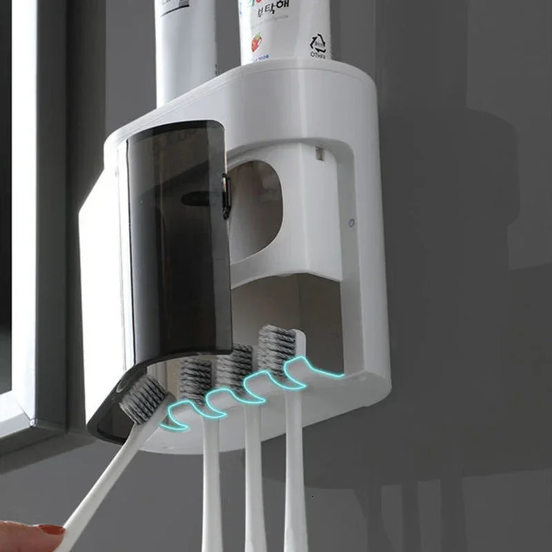 Wall Mounted Automatic Toothpaste Squeezer Toothpaste Dispenser Magnetic Toothbrush Holder Toothpaste Rack Bathroom Accessories 250208