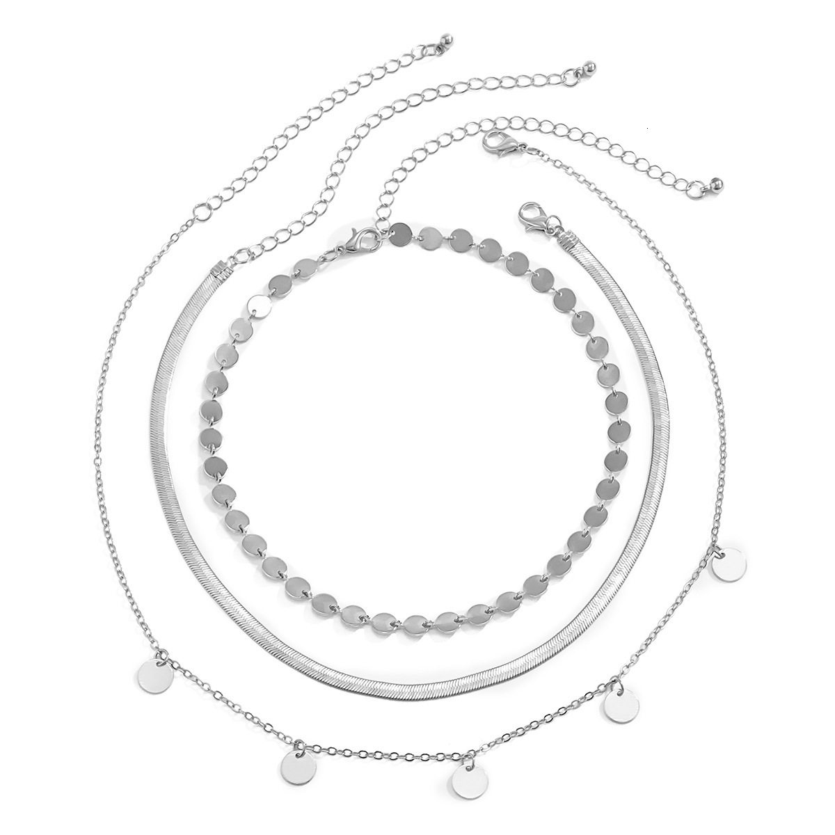 Woman Jewelry temperament minimalist circular pendant set necklace fashion women geometric thin collarbone chain
