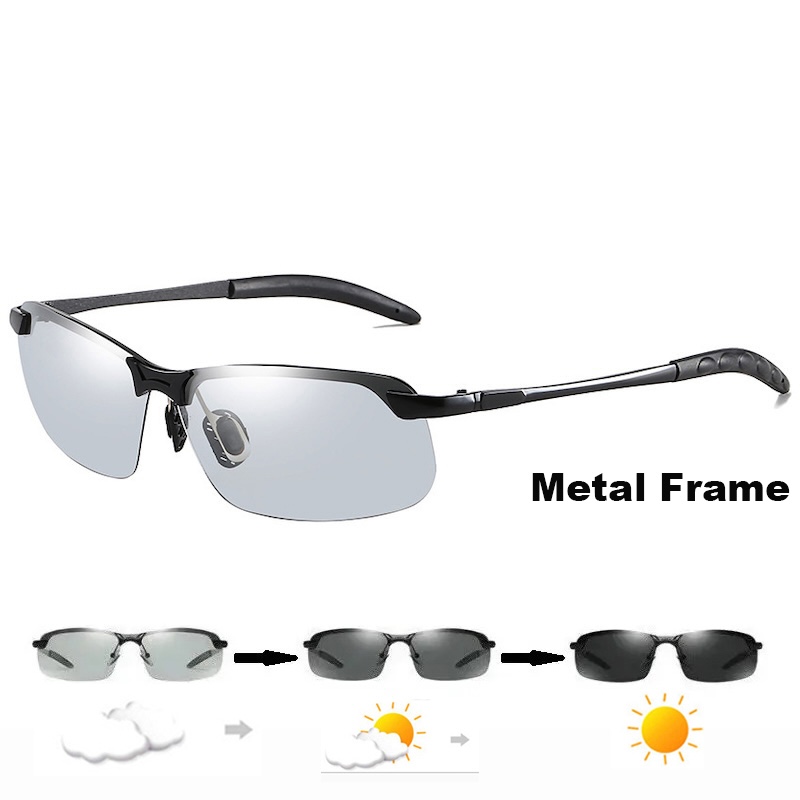 Men Photochromic Polarized Sunglasses Driving Fishing Chameleon Glasses Change Color Sun Glasses Day Night Vision UV400 Eyewear CB CAVALLO BIANCO