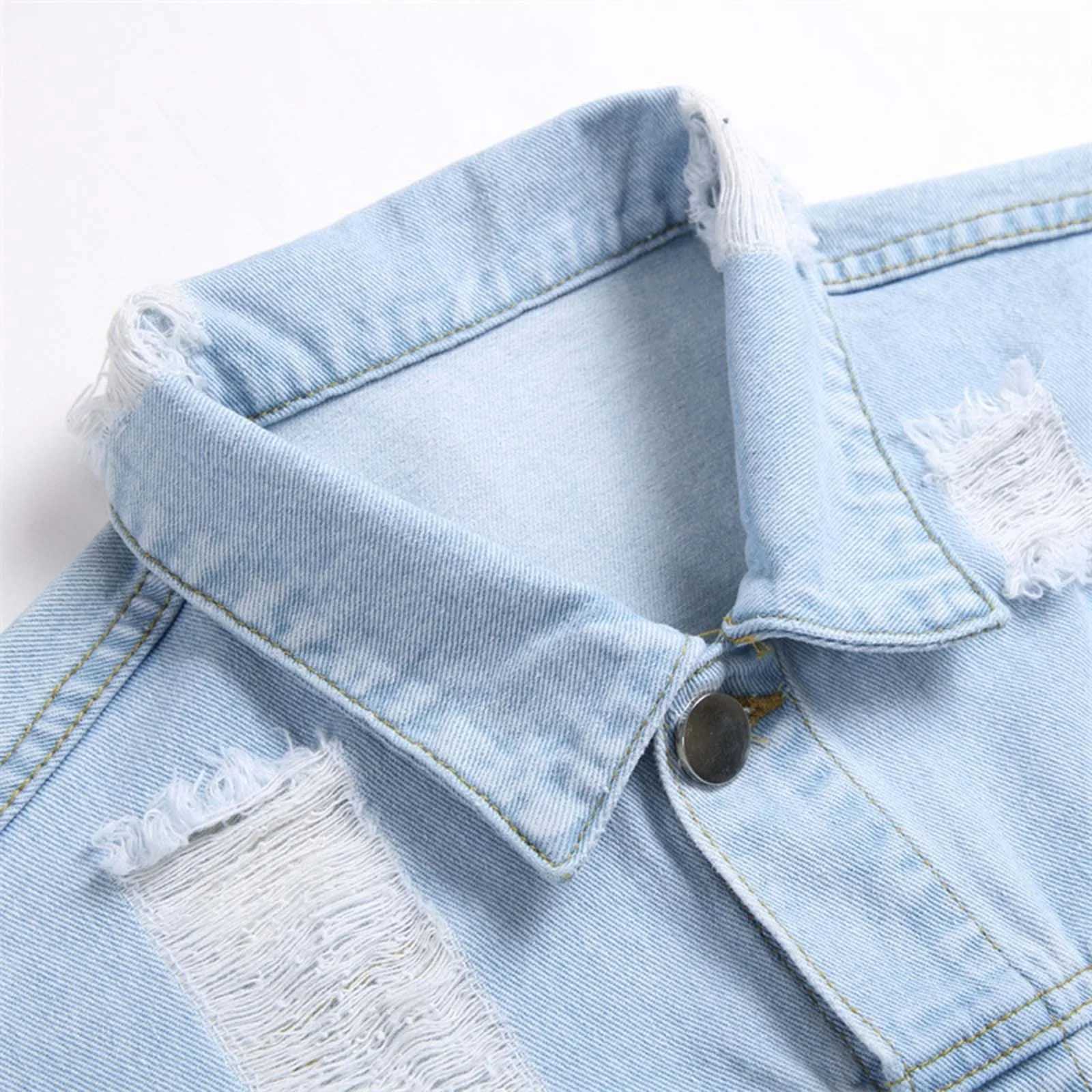 Jeans Jacket Women Slim Ripped Holes Denim Jacket Spring Autumn Elegant Vintage Fashion Bomber Jacket Women Basic Denim Coats X250213
