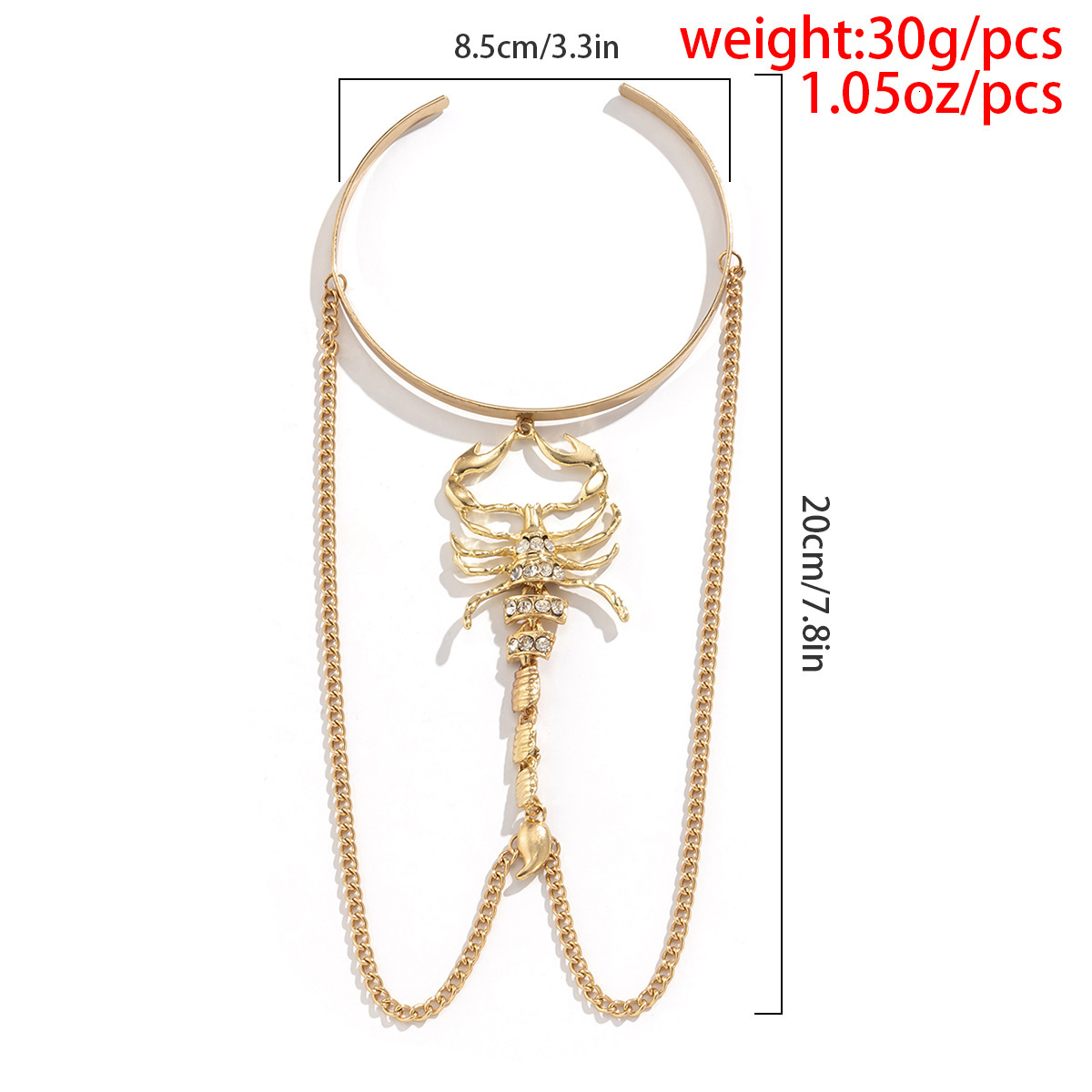 Woman Jewelry metal iron tassel chain dark black niche opening snake scorpion bracelet arm fashion ring