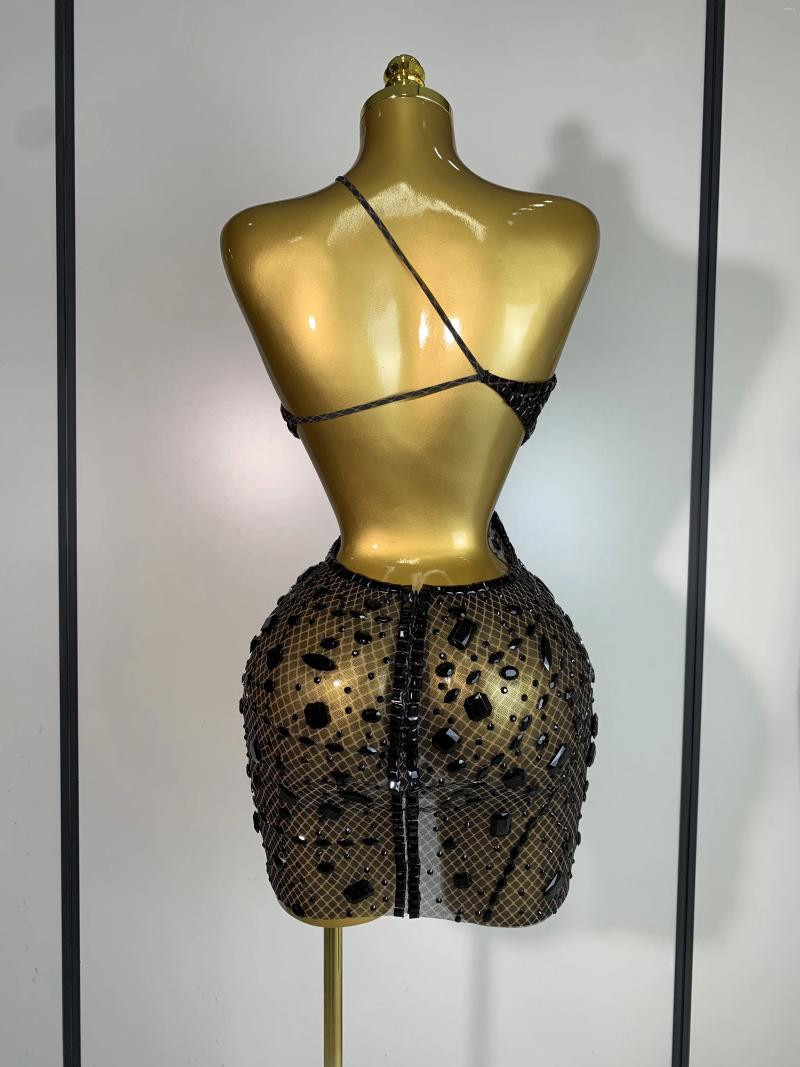 Casual Dresses Arrival Women 2025 Sexy Backless Hollow Out Diamond Evening Prom Gown Birthday Luxury Celebrate Stage Nightclub Outfit
