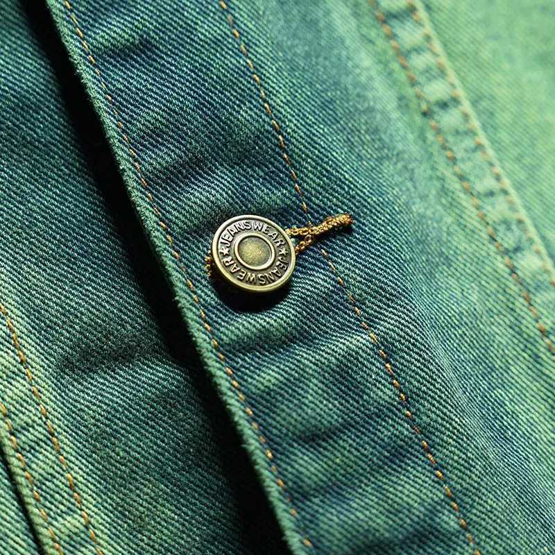 Fashion high-end American casual MENS denim jacket High Street trendy brand retro loose large-sized washing workwear top X250213