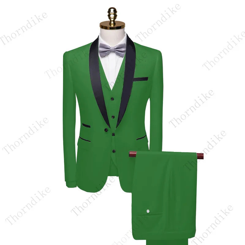 Thorndike High-end Men Suit Black Collar Suit Male Wedding Groom Slim Fit Standard Size Blazer Set TuxedoJacketPantVest 250210