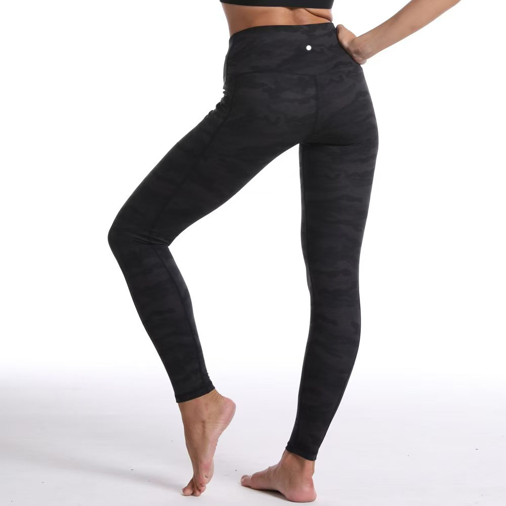 Women yoga pants ruffled pocket camouflage print hip lift high waist sports leggings Jogging tights