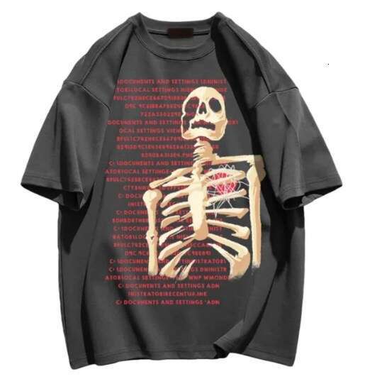 Loose casual versatile personalized street fashion printed skull loose T-shirt