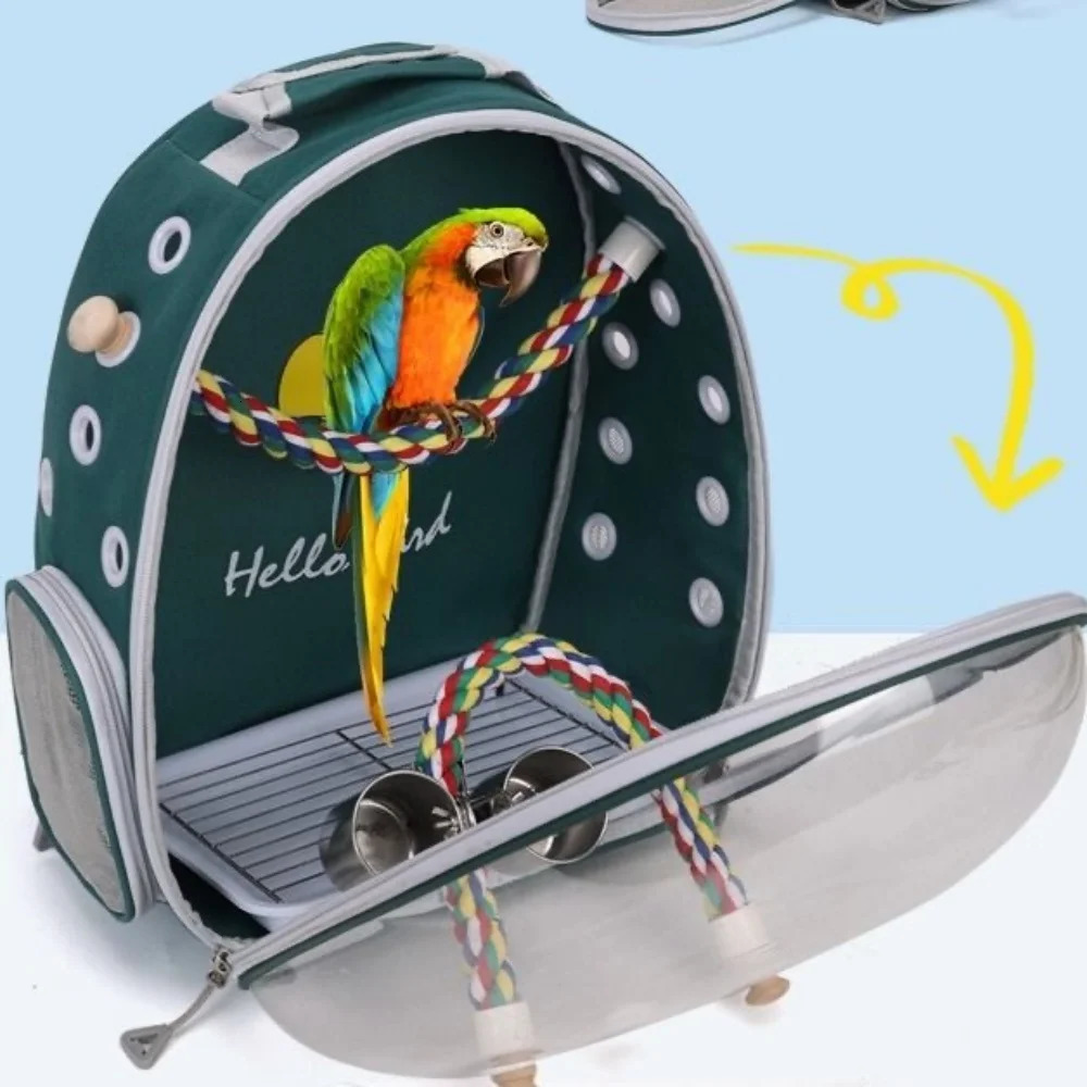 Portable Bird Bird Backpack with Perch Rope and Tray for Parrot Parakeet Macaw Cockatiel Acrylic Pet Cage Birds Bag 250206