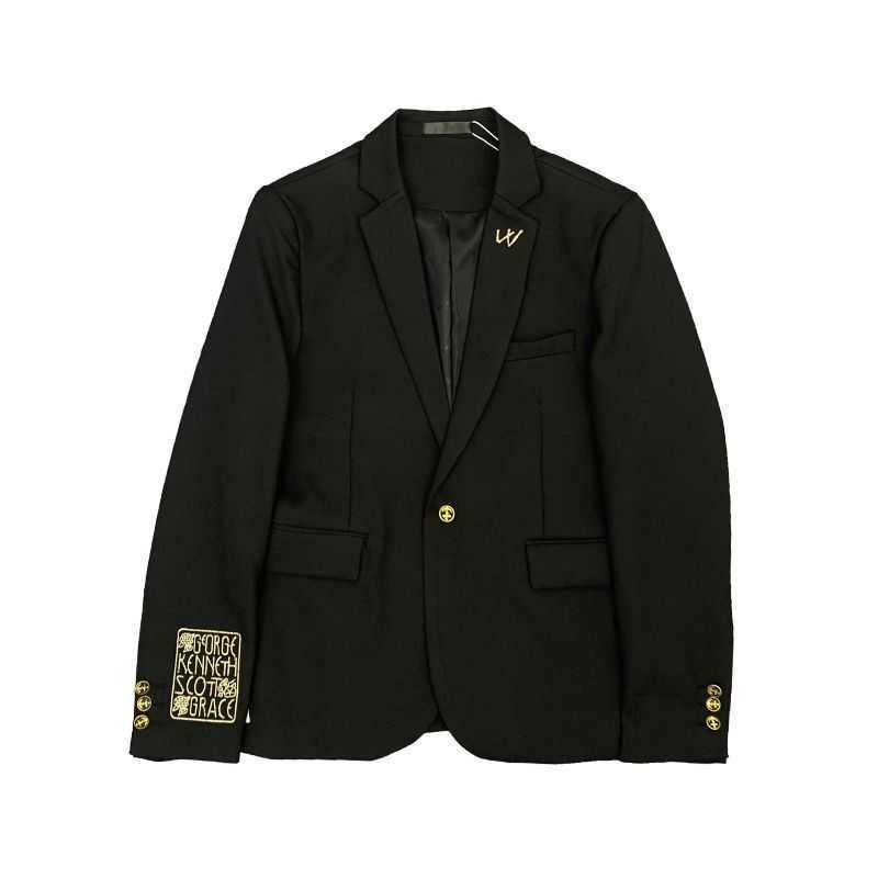 Men's Suits Cuff embroidered suit Fall trend slim suit jacket Men's casual youth single coat Q250213