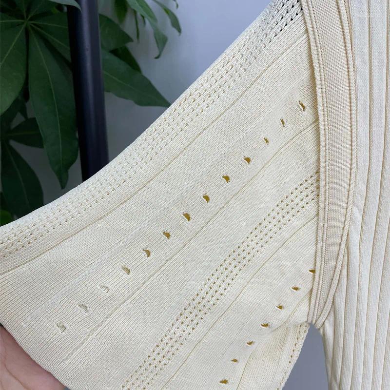 Casual Dresses Summer Spring French Elegant Fragrance High-end Slimming Knitted Mermaid Dress Hollow Fish Tail Knit