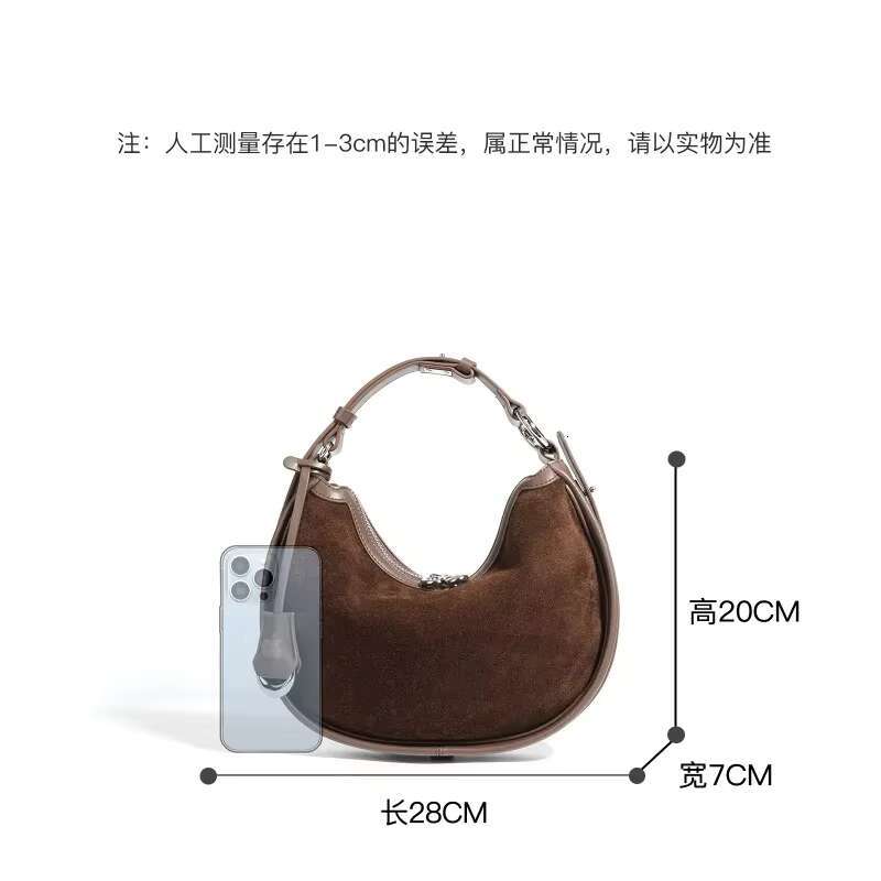 Half Moon Autumn Winter New Retro Frosted Leather Versatile Fashion Underarm Shoulder Bag Classics 250605