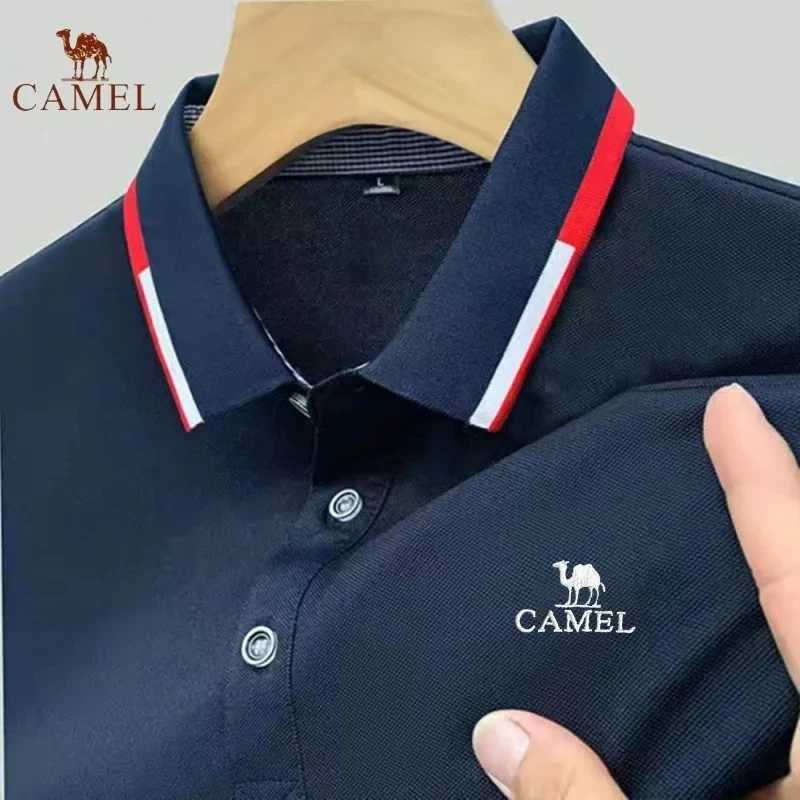 Mens tight fitting short sleeved polo shirt comfortable and breathable T-shirt high-quality and fashionable casual brand summer new style X250213
