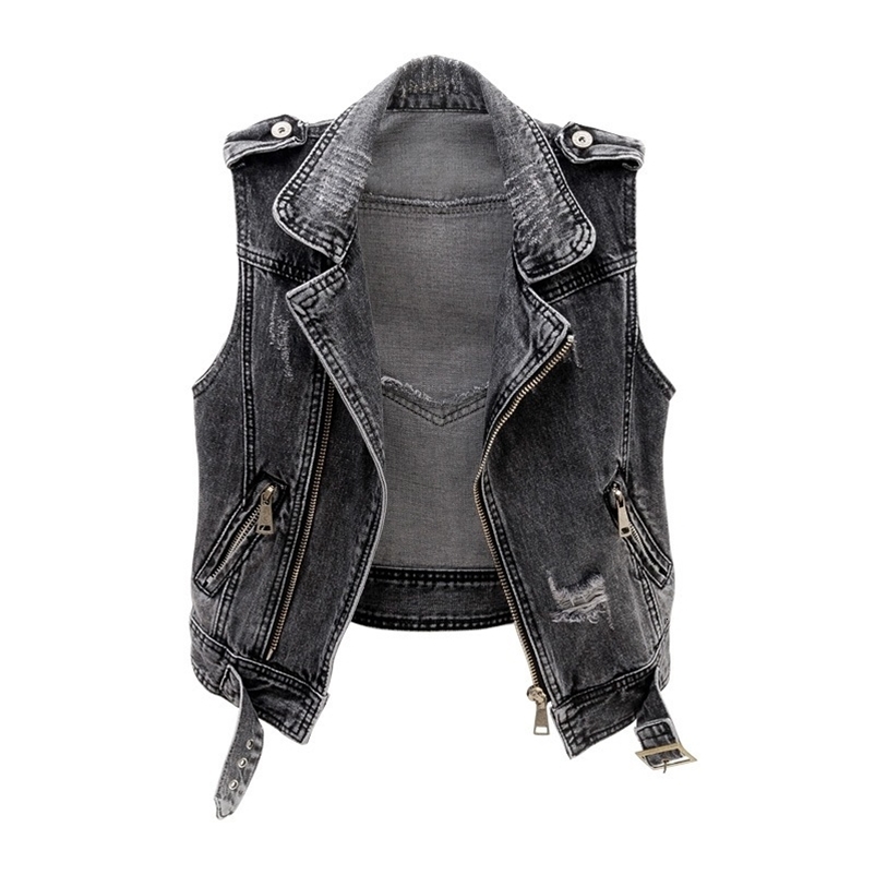 Spring-Summer Women Jeans Jacket Short Vest Outerwear Korea Slim Sleeveless Denim Jacket Casual Female Waistcoats 250122