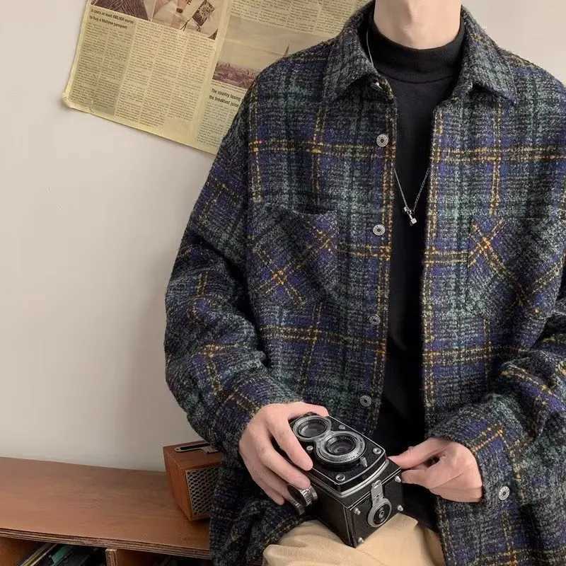 Retro new arrival men plaid shirts of jacket casual fashion shirt for men solid comfortable shirt men shirt tops X250213