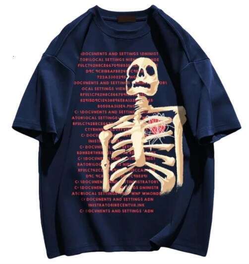 Loose casual versatile personalized street fashion printed skull loose T-shirt