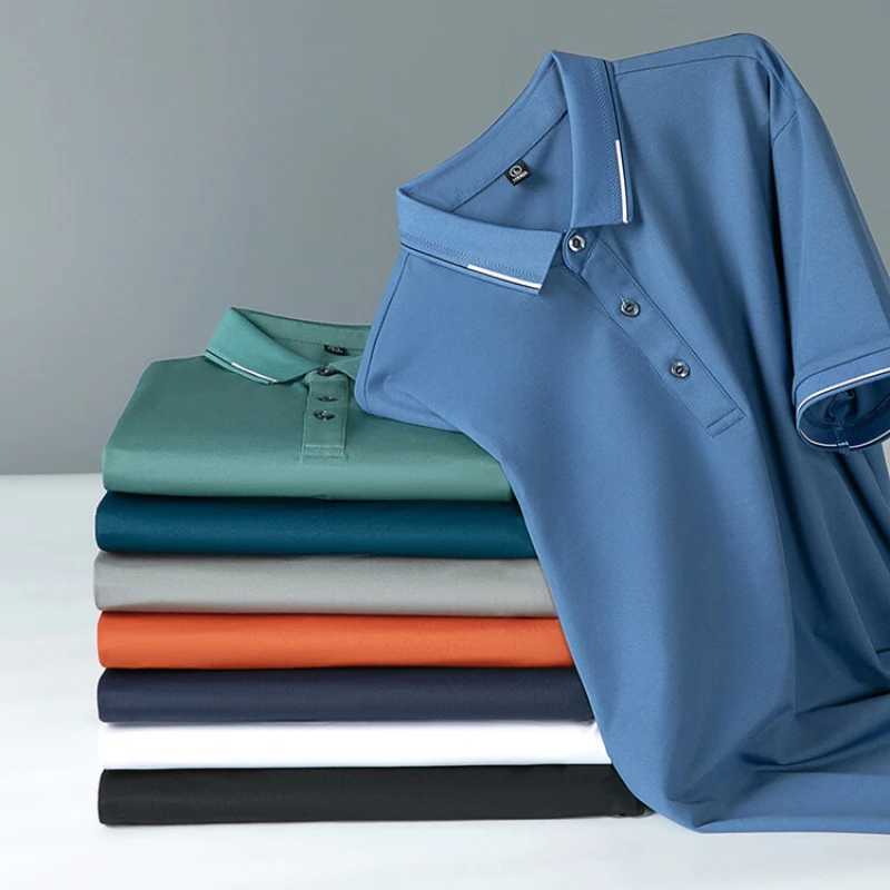 Silk + Cotton Mens Polo New Summer Short-Sleeved T-shirt Luxury Genuine Goods Business Casual Lapels Top X250213