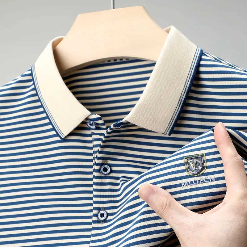 Cotton short sleeved T-shirt for mens summer new lapel striped printed loose dads polo shirt X250213