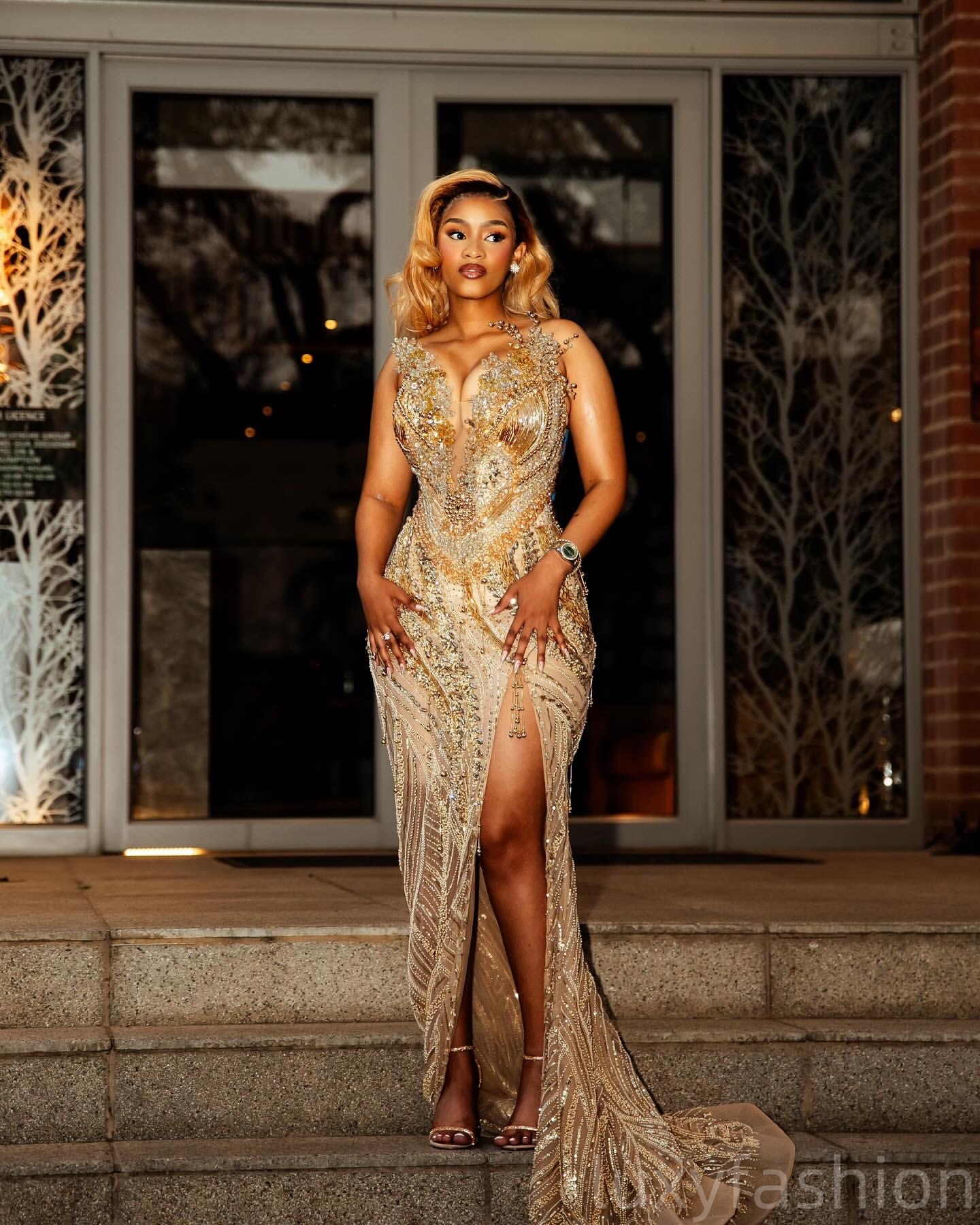 Aso Ebi 2025 Gold Illusion Mermaid Prom Dresses Beaded Crystals Sequined Lace Evening Formal Party Second Reception Birthday Gowns Dress For Special O