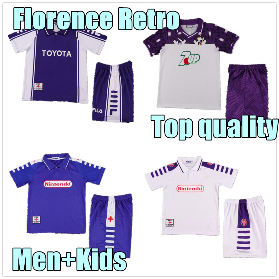 1998 1999 Retro classic Fiorentina Soccer jerseys men kids Sweatshirt 1989 90 91 92 93 97 98 99 BATISTUTA R.BAGGIO DUNGA Retro Fiorentina Football shirt chandal futbol