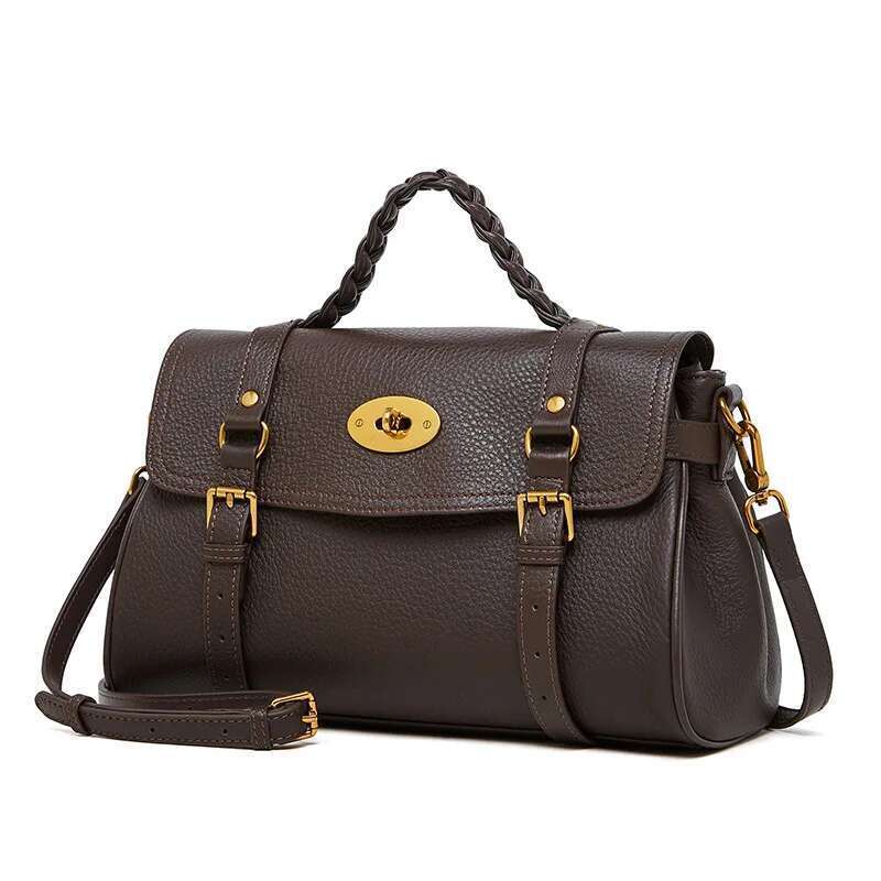 Vintage Real Cow Tote Bag hot Solid Pattern Genuine Leather Handbag Women Fashion Ladies Cowhide Shoulder Or Crossbody Bags