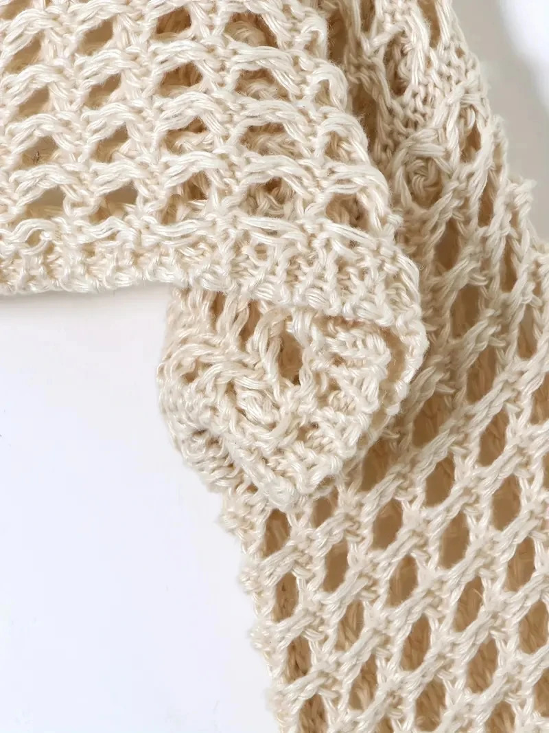 Womens Crochet Knit Hollow Out Crop Top Long Sleeve Shrug Sweater Mesh Cover Ups Cardigan Streetwear Pullover Women Clothes Y2k 250210