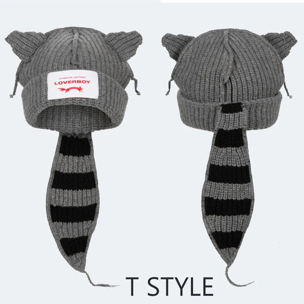 Winter Skullies Cute Women Long ears Hat Crochet Knitted Costume Beanie Hats christmas Gift Hiphop Cap 250118