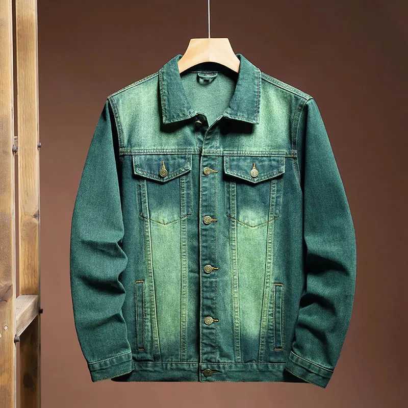 Fashion high-end American casual MENS denim jacket High Street trendy brand retro loose large-sized washing workwear top X250213