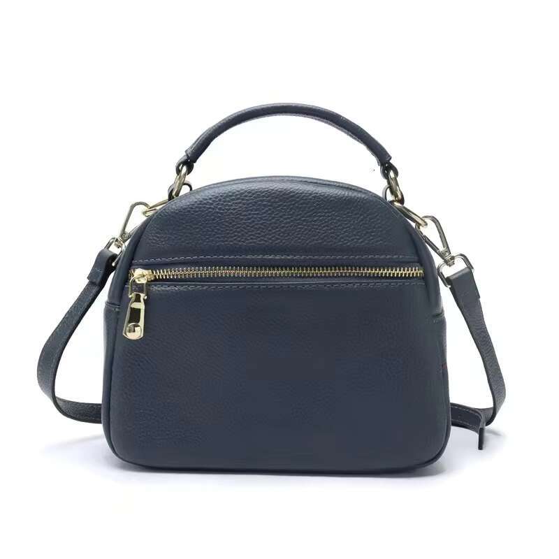 Genuine Leather Fashionable Simple Messenger Bag New Versatile Cowhide One Shoulder Handheld Round Multi Tier Small