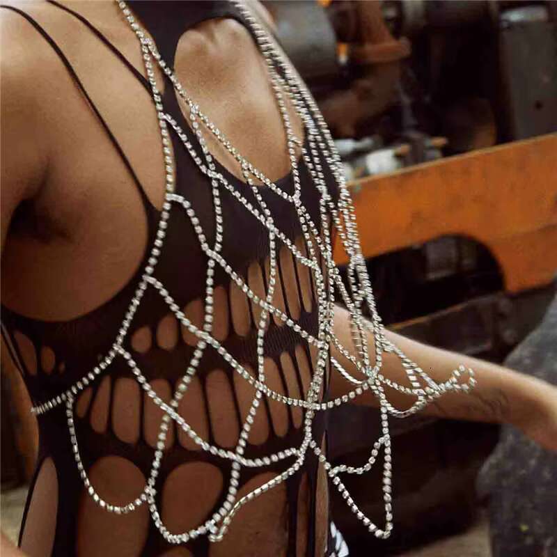 Body Jewelry Europe And The United New Grid Crystal Nightclub Bikini Trend Breast Chain Accessories.