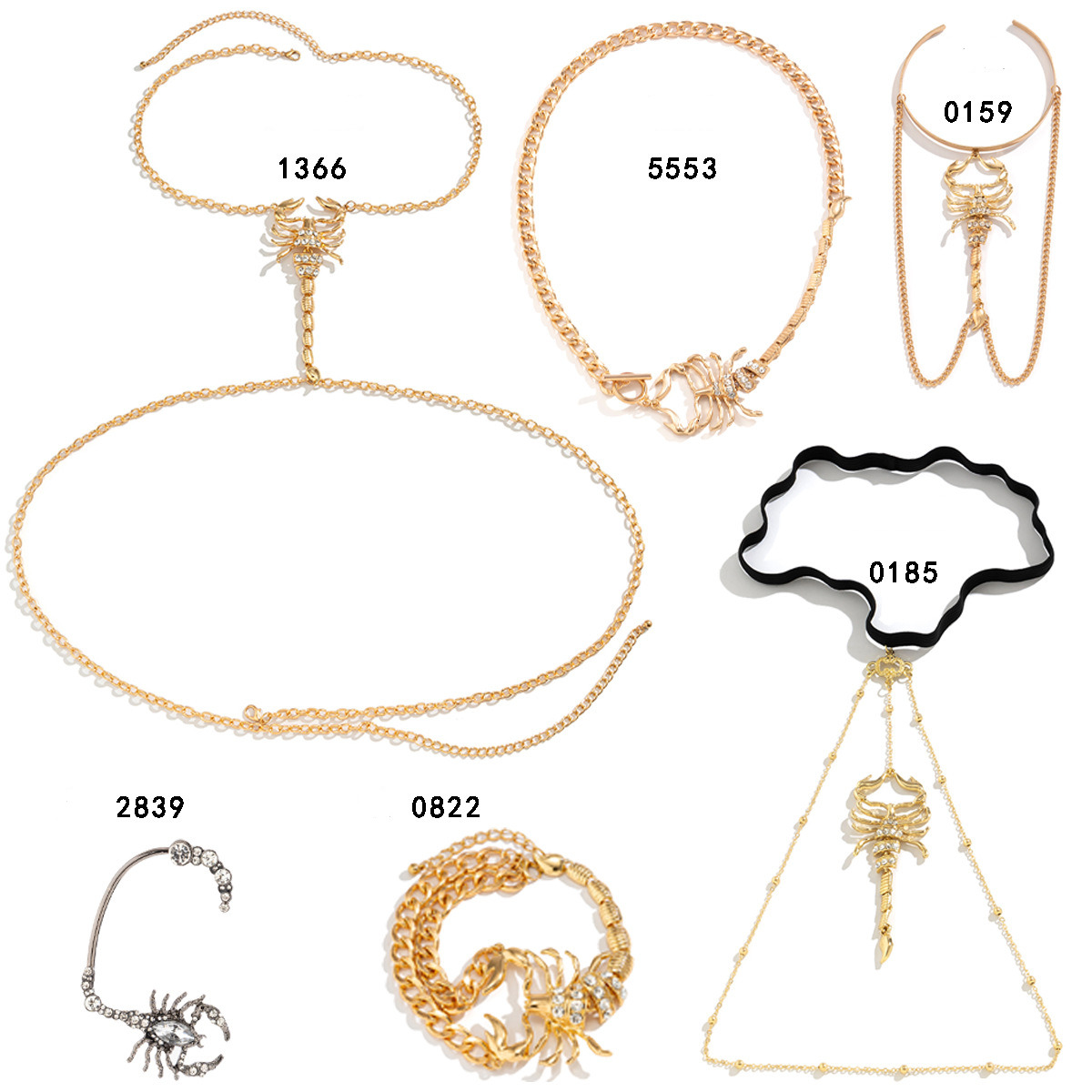 Woman Jewelry metal iron tassel chain dark black niche opening snake scorpion bracelet arm fashion ring